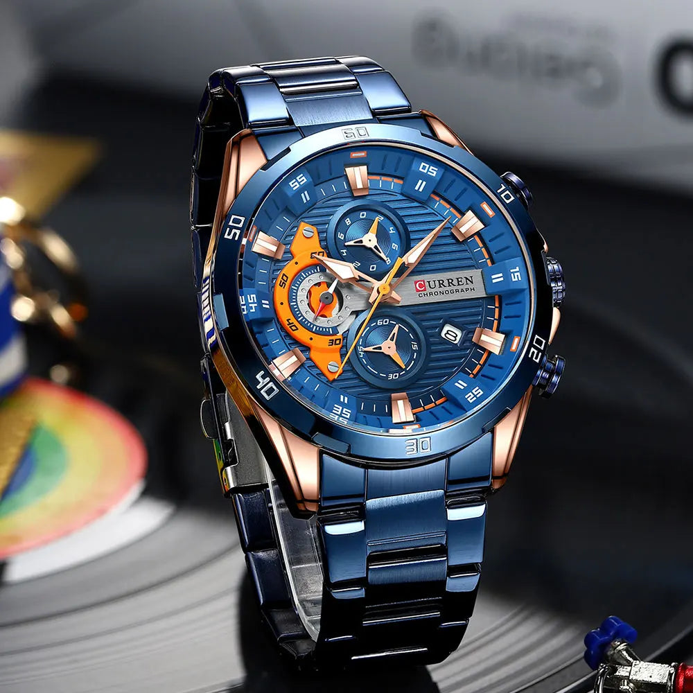Watches For Men CURREN Man WristWatch Waterproof Chronograph Men Watch Military Top Brand Luxury StainlessSteel Sport Male Clock
