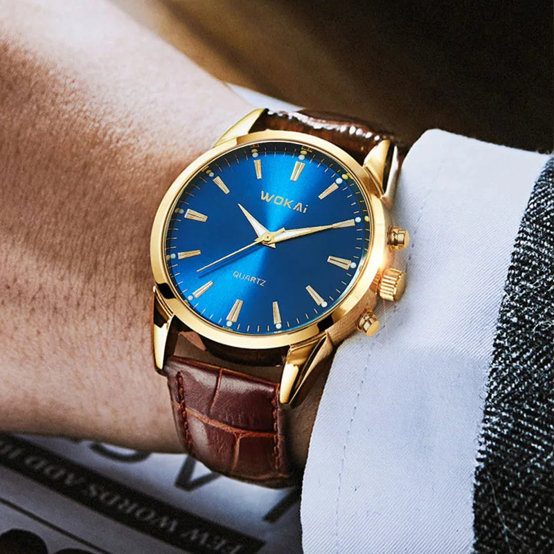 Mens Watches Top Brand Luxury Quartz Watch for Men Fashion Leather Men Wristwatches Clock Sports Chronograph Montre Homme