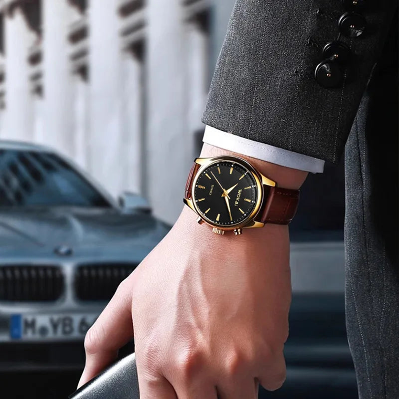 Mens Watches Top Brand Luxury Quartz Watch for Men Fashion Leather Men Wristwatches Clock Sports Chronograph Montre Homme